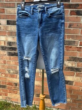 Bayeas Jeans - High Rise Slim Straight with Raw Edge Hem